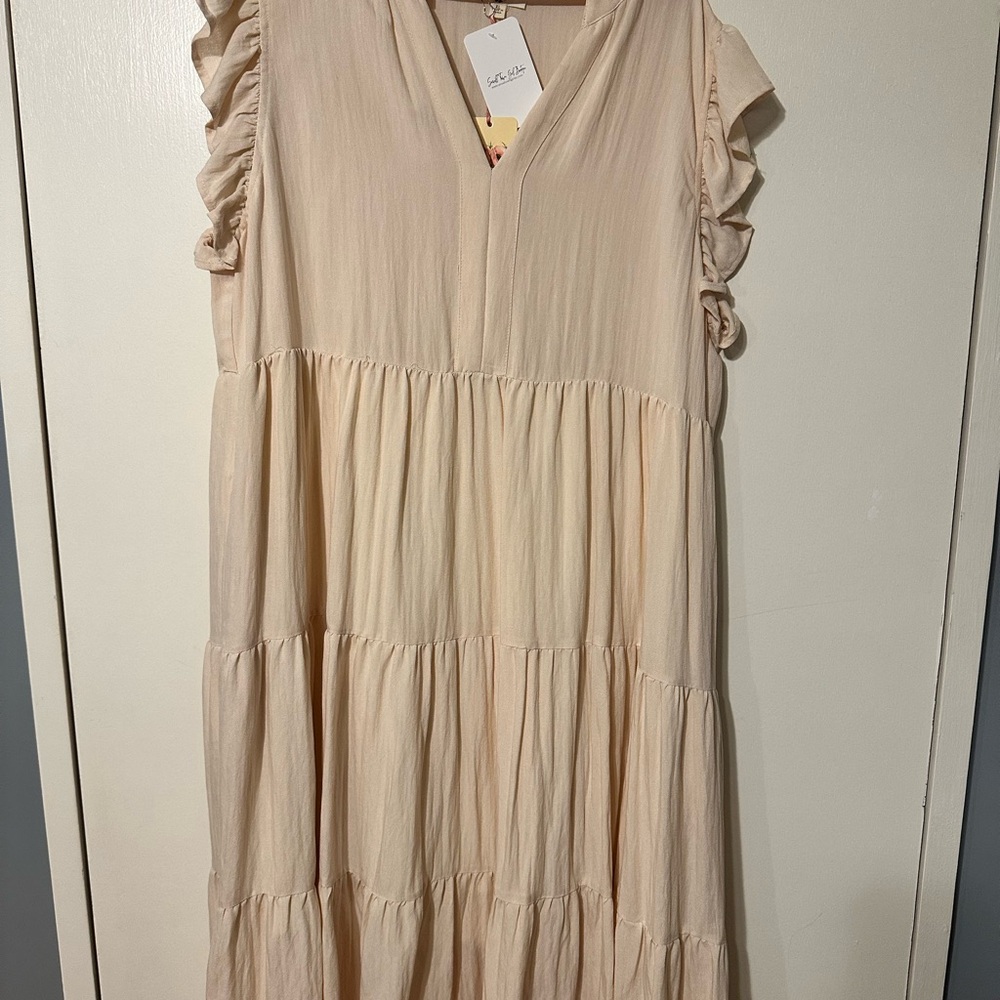 Cream Ruffle Tiered Dress